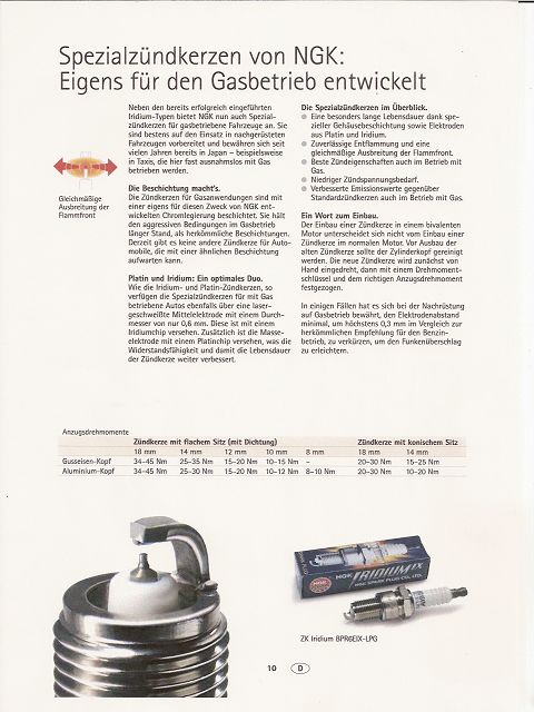 SpezialZündkerzen für Gas Betrieb